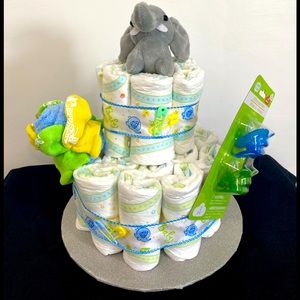 Baby elephant diaper cake